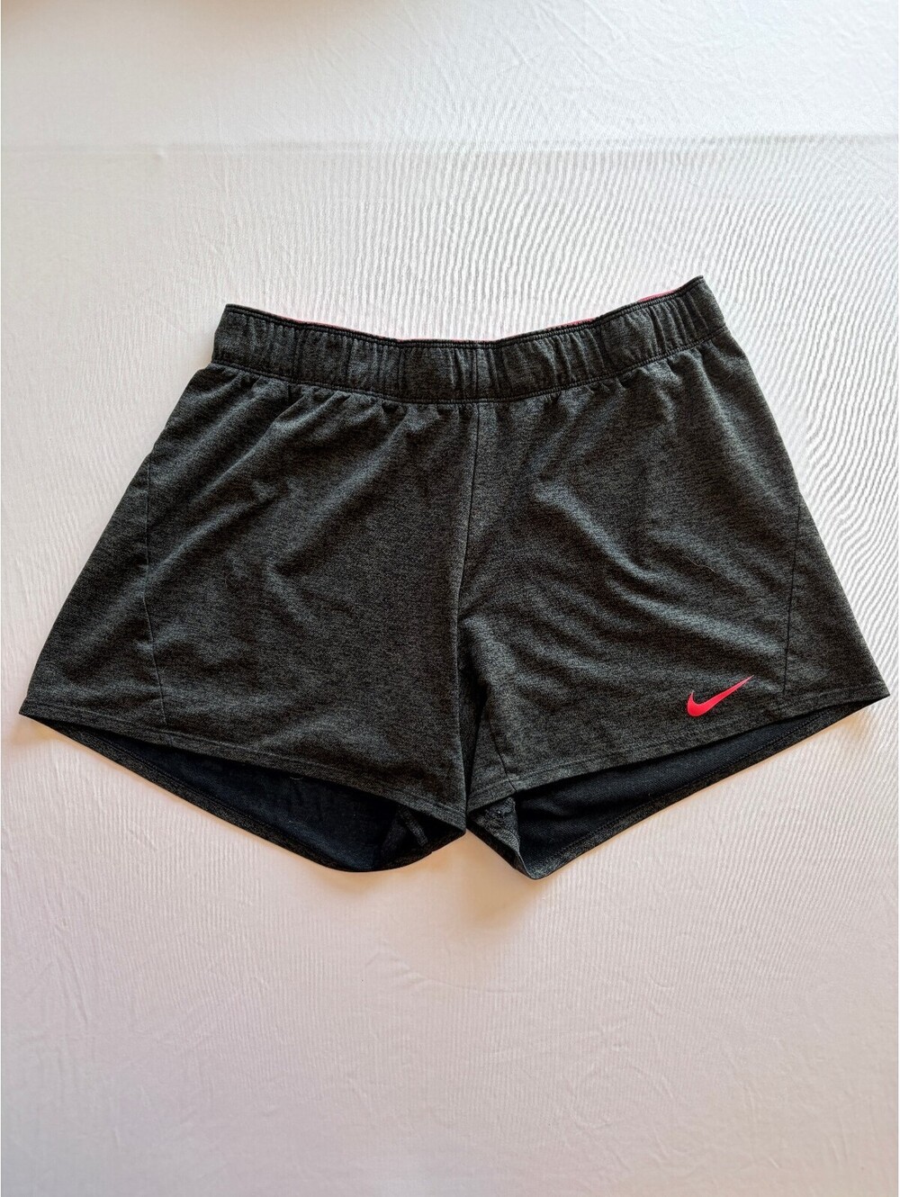Nike Women’s Dri-FIT 2-in-1 Running Shorts Size M Black Gray Pink Logo